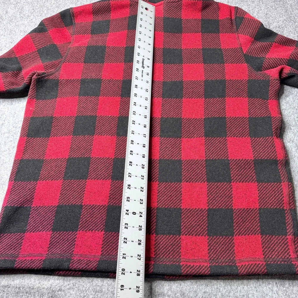 The North Face Mens XL Red Black Buffalo Plaid‎ Quarter Zip Fleece Jacket